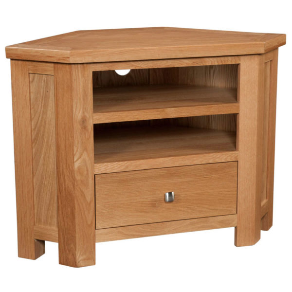 Wynyard Oak Corner TV Unit | Fully Assembled | Clearance