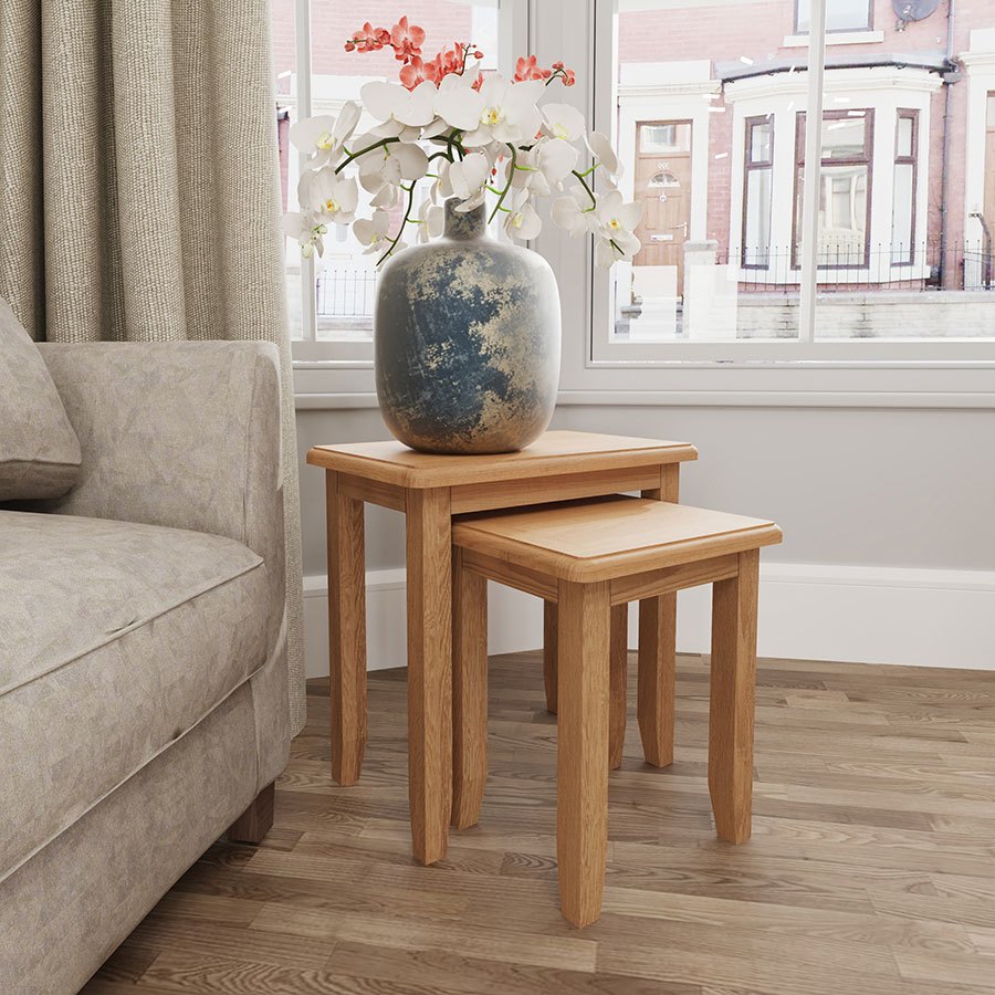 Oak Nest of Tables Hardwood & Painted Nest of Tables Oak World