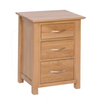 Devon Oak Tall Bedside Cabinet With Drawers | Assembled | Clearance
