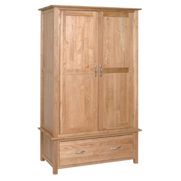 Devon Oak Gents Double Wardrobe With 1 Drawer & 2 Doors