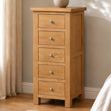 Wynyard Oak 5 Drawer Tall Chest | Assembled