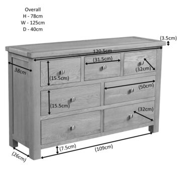 Wynyard Oak 3 Over 4 Chest of Drawers | Assembled