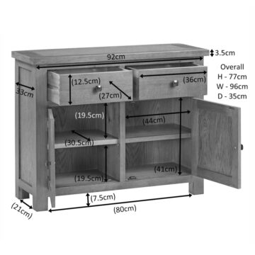 Wynyard Rustic 2 Door 2 Drawer Sideboard | Assembled
