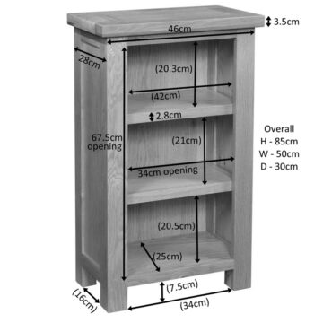 Wynyard Rustic Small Oak Bookcase