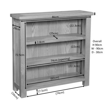 Wynyard Oak Low Bookcase | Assembled