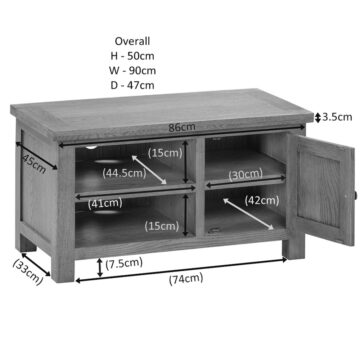Wynyard Rustic 1 Door TV Unit 90cm | Assembled