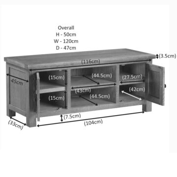 Wynyard Oak 2 Door TV Unit 120cm | Assembled
