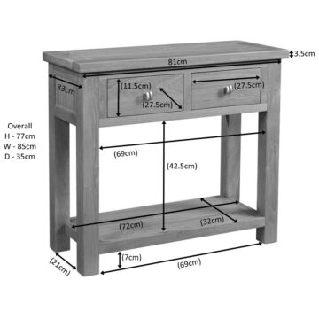 Wynyard Rustic 2 Drawer Console Table