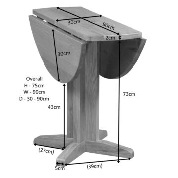 Wynyard Rustic Drop Leaf Table | 30 – 90cm