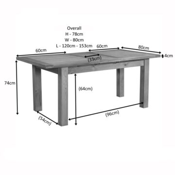 Wynyard Rustic Dining Table With 1 Extension | 120 – 153cm