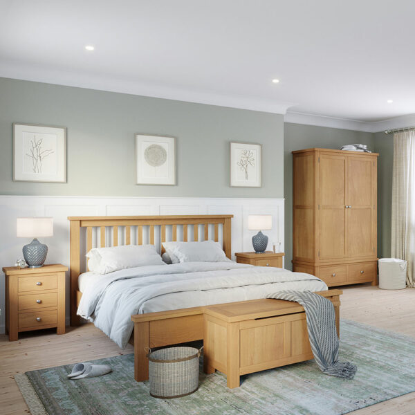 Wynyard Oak 3 Drawer Bedside Table | Fully Assembled
