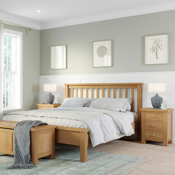 Wynyard Oak 3 Drawer Bedside Table | Fully Assembled