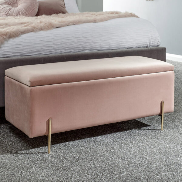 Miley Ottoman Storage Bench | Blush Pink | Self Assembly | Clearance