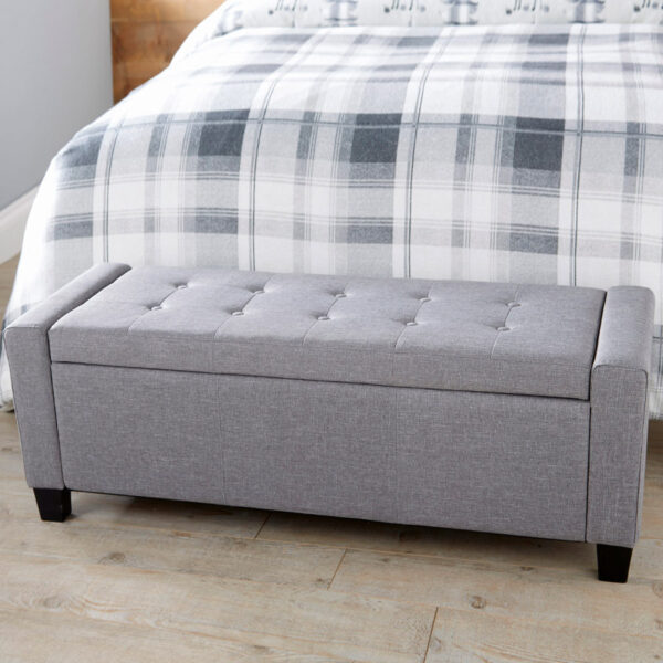 Roma Ottoman Bench | Grey | Fabric | Self Assembly