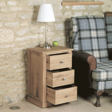 North Bay Oak 3 Drawer Bedside Table | Assembled