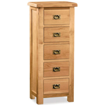 Salisbury Rustic Oak Tallboy | Wax Finish | Assembled