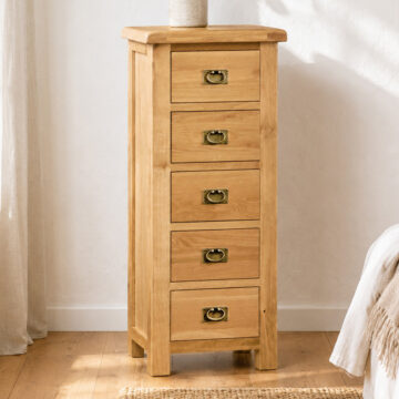 Salisbury Rustic Oak Tallboy | Wax Finish | Assembled