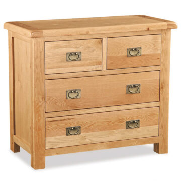 Salisbury Rustic Oak 2 Over 2 Chest of Drawers | Wax Finish | Assembled