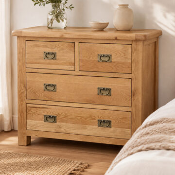 Salisbury Rustic Oak 2 Over 2 Chest | Wax Finish | Assembled