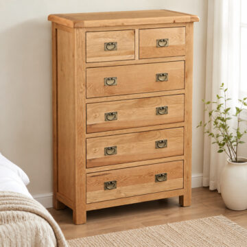 Salisbury Rustic Oak 2 Over 4 Chest | Wax Finish | Assembled