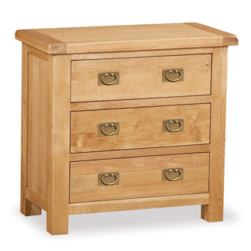 Salisbury Rustic Oak 3 Drawer Chest | Wax Finish | Assembled