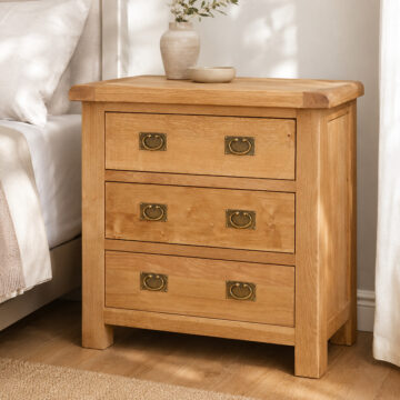 Salisbury Rustic Oak Chest of 3 Drawers | Wax Finish | Assembled