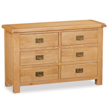 Salisbury Rustic Oak 6 Drawer Chest | Wax Finish | Assembled