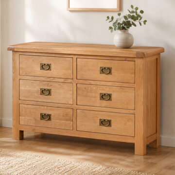 Salisbury Rustic Oak Chest of 6 Drawers | Wax Finish | Assembled