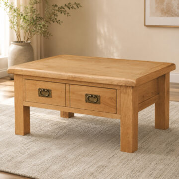 Salisbury Rustic Oak 1 Drawer Coffee Table | Wax Finish