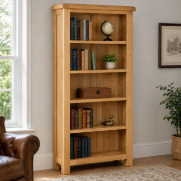 Salisbury Rustic Oak Large Bookcase | Wax Finish