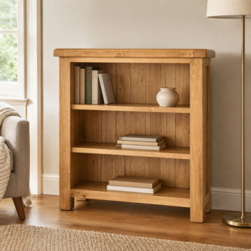 Salisbury Rustic Oak Low Bookcase | Wax Finish