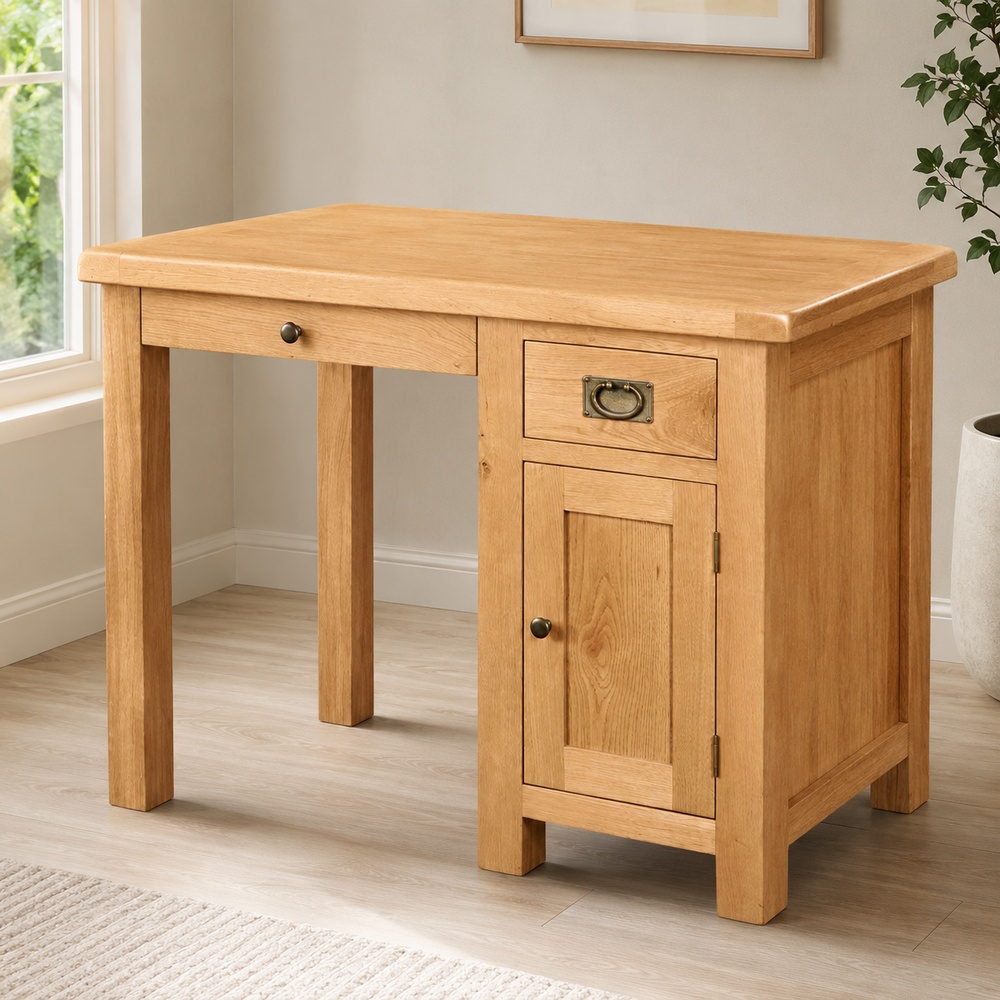 Salisbury Rustic Oak Single Desk | Wax Finish