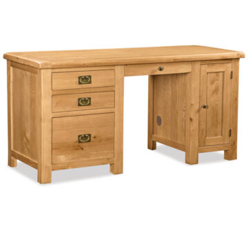 Salisbury Rustic Oak Double Desk | Wax Finish