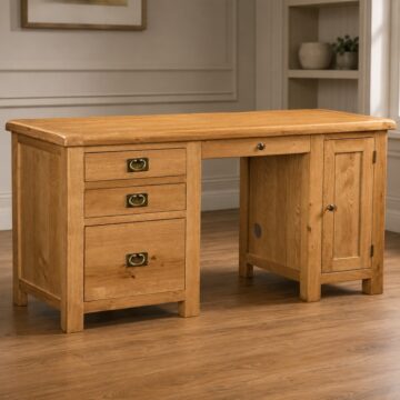 Salisbury Rustic Oak Double Desk | Wax Finish