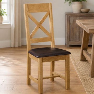 Salisbury Rustic Oak Cross Back Dining Chair | Wax Finish