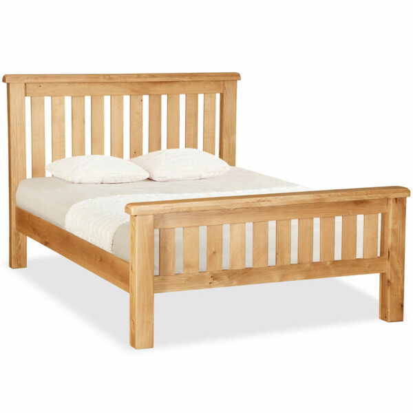 Salisbury Rustic Oak Slatted Double Bed | Wax Finish