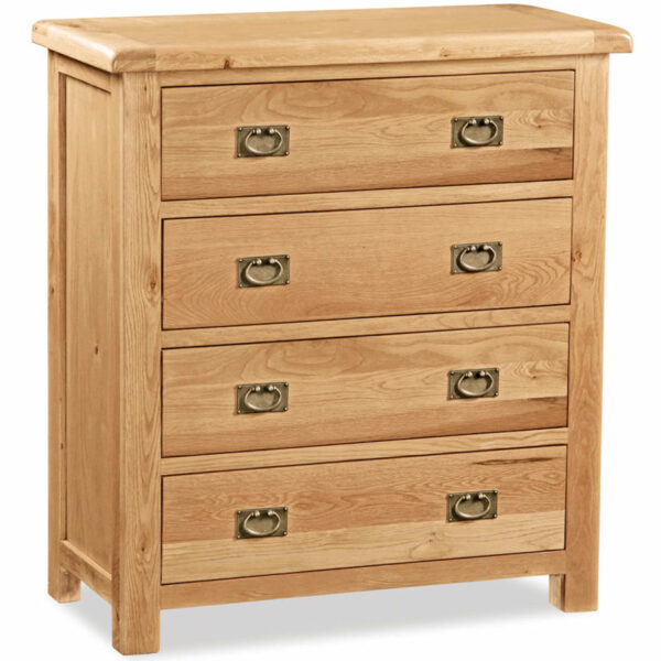 Salisbury Rustic Oak 4 Drawer Chest | Wax Finish | Fully Assembled | Clearance