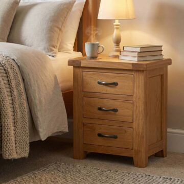 Summer Waxed Oak 3 Drawer Bedside Table | Assembled