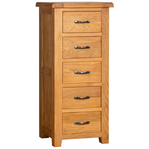 Summer Waxed Oak 5 Drawer Wellington | Fully Assembled