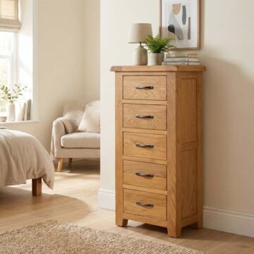 Summer Waxed Oak 5 Drawer Wellington | Assembled