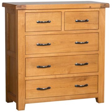 Summer Waxed Oak 2 Over 3 Chest Of Drawers | Assembled