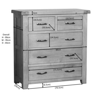 Summer Waxed Oak 2 Over 3 Chest Of Drawers | Assembled
