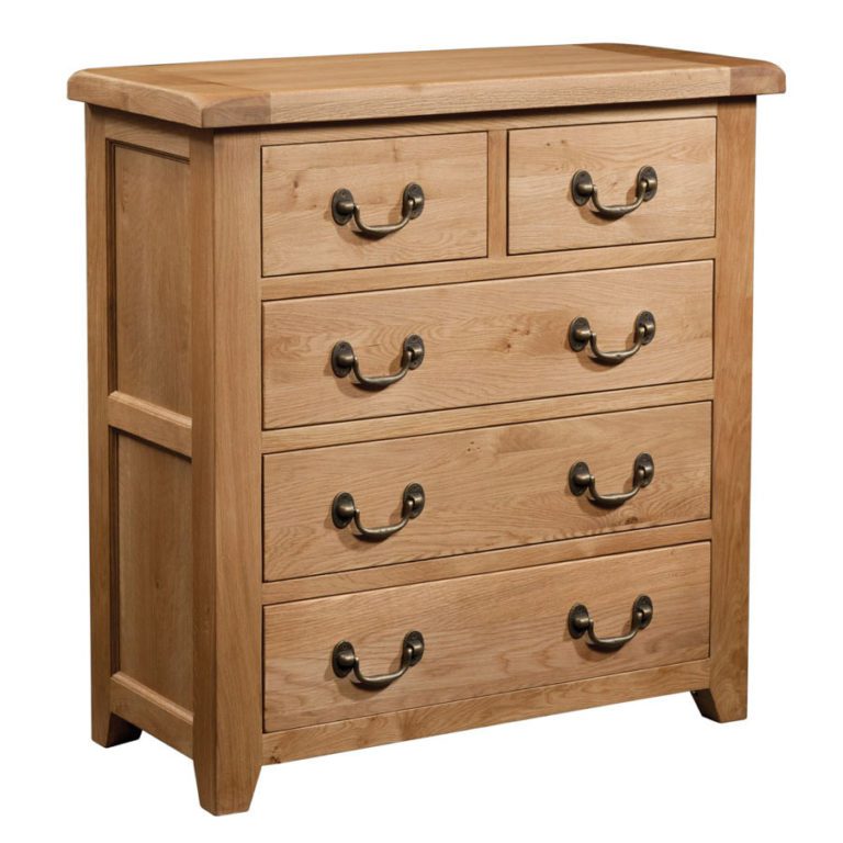 Summer Waxed Oak 2 Over 3 Chest Of Drawers No Assembly Required