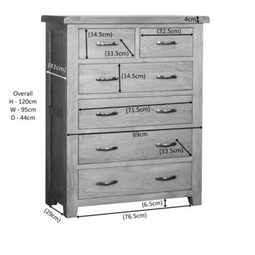 Summer Waxed Oak 2 Over 4 Chest Of Drawers | Assembled