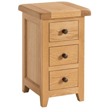 Somerset Waxed Oak Narrow 3 Drawer Bedside | Assembled | Clearance