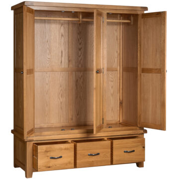 Summer Waxed Oak Triple Wardrobe with Drawers