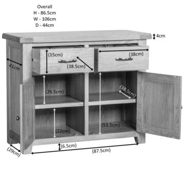 Summer Waxed Oak 2 Door 2 Drawer Sideboard | Assembled