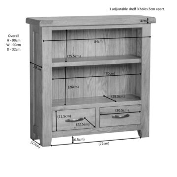 Summer Waxed Oak Low Bookcase | Assembled