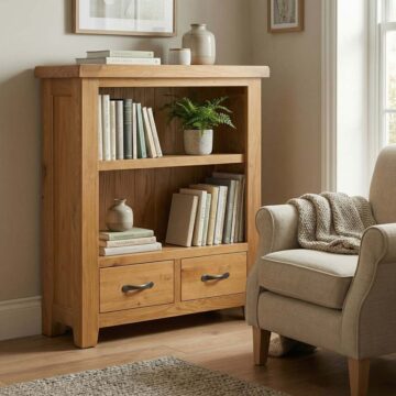 Summer Waxed Oak Low Bookcase | Assembled