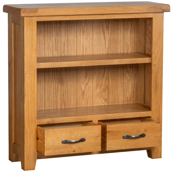 Summer Waxed Oak Low Bookcase | Fully Assembled